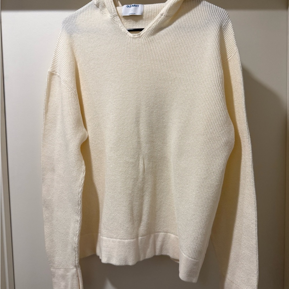 Old Navy Men's Off-White Hoodie Sweater
